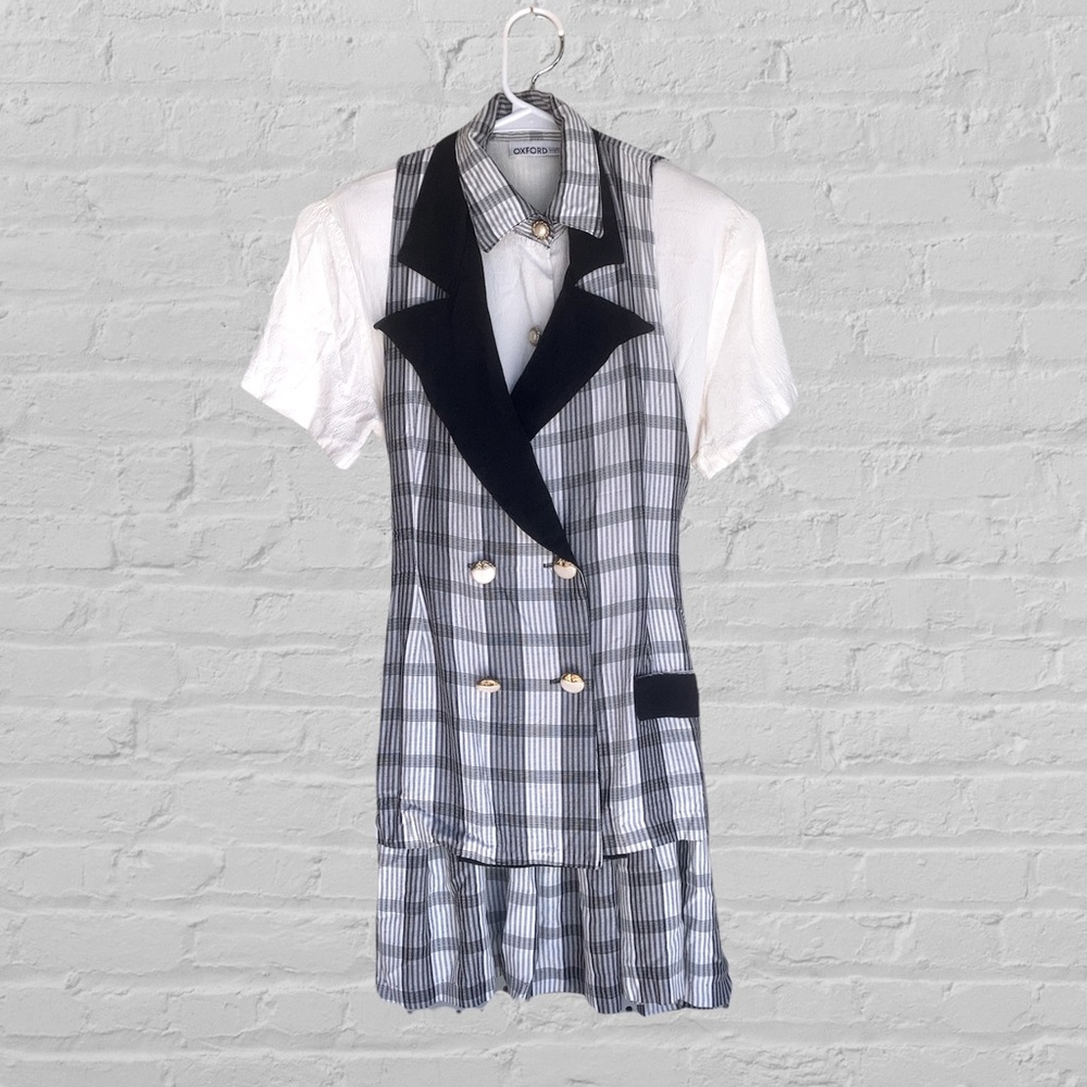 Oxford Corp 2-Piece Black & White Dress Size Small Super Cute Office Dressy Wear